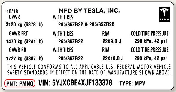 Code couleur Tesla étiquette