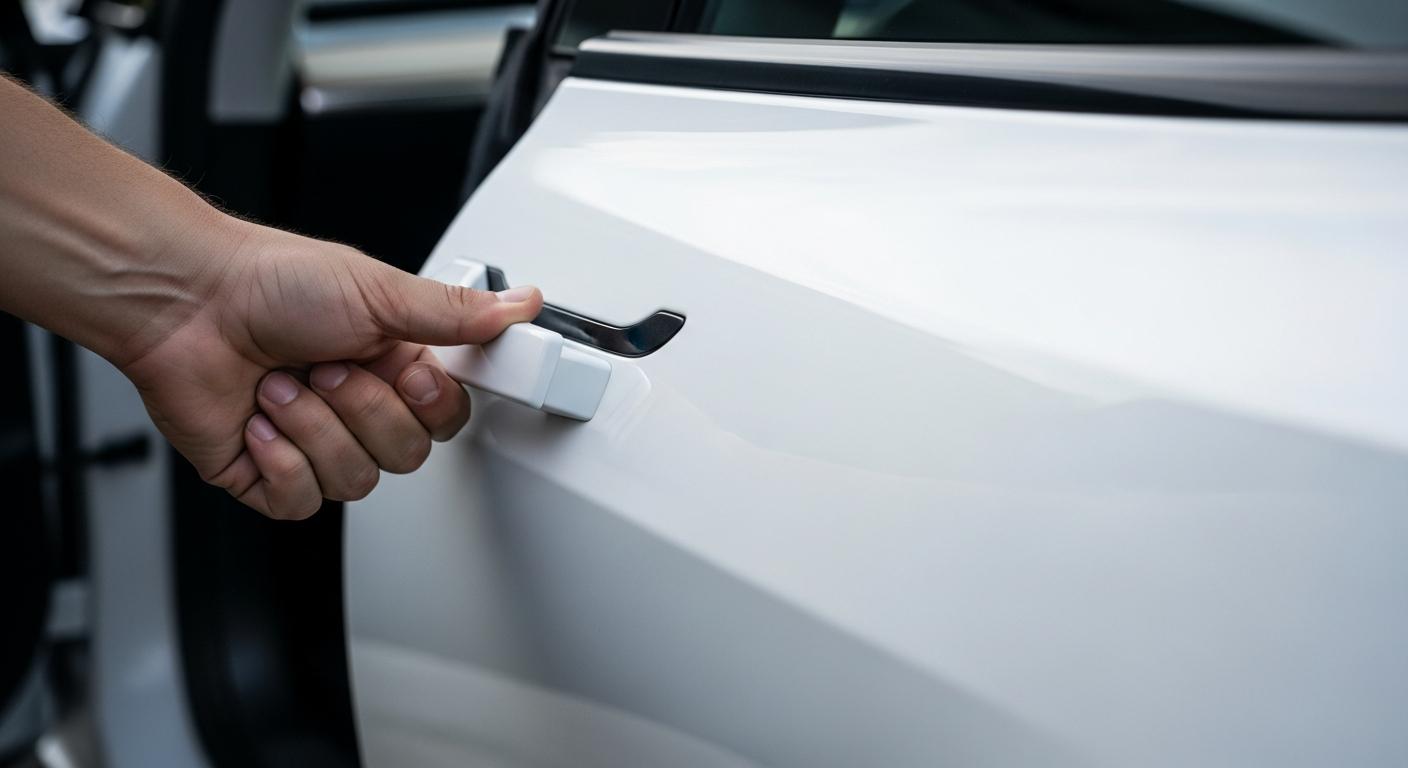 Tesla : déverrouiller le câble via la poignée de porte