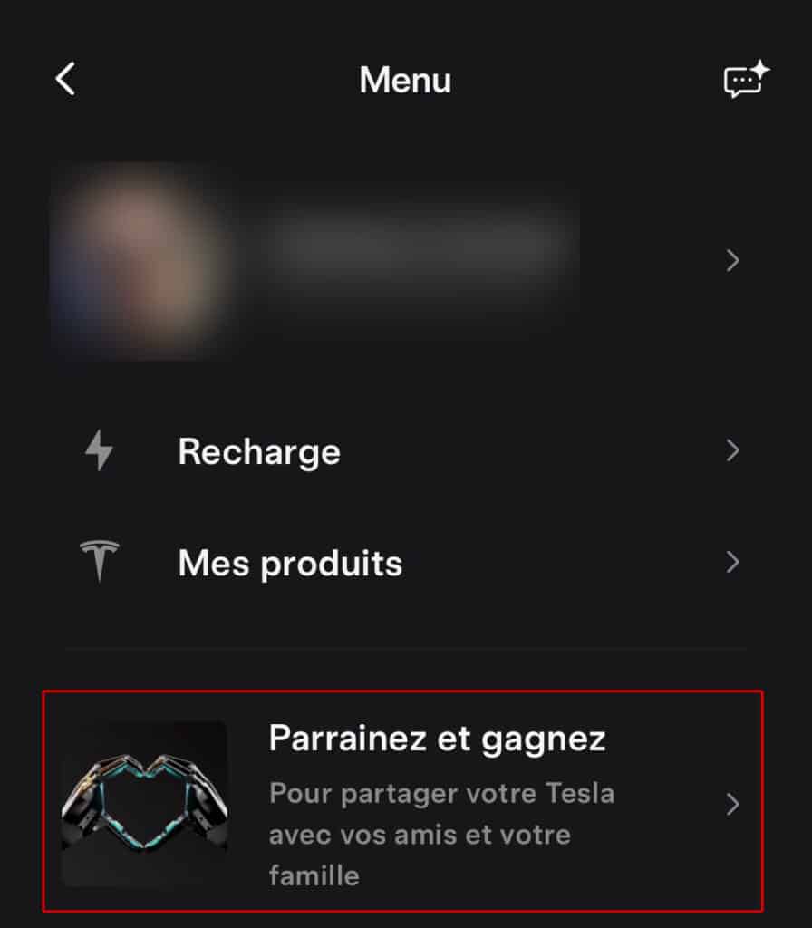 Trouver son code de parrainage Tesla - Etape 2