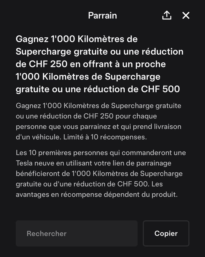 Trouver son code de parrainage Tesla