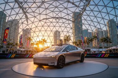 Tesla Cybercab sous verre au GP Miami : show ou stratégie ?