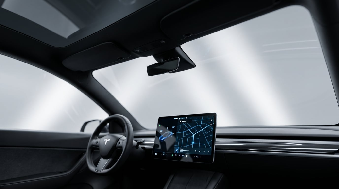 Tesla Model Y RWD : plafond noir et écran 16