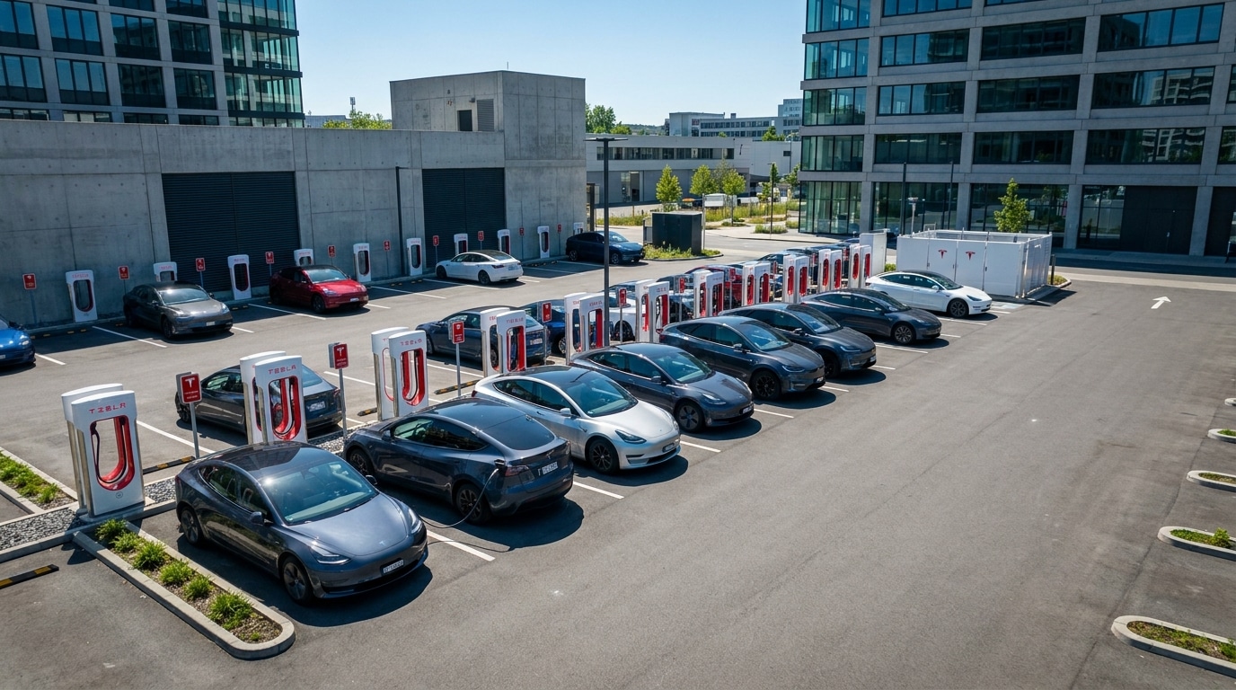 L'app Tesla affiche le plan du Superchargeur avant d'arriver
