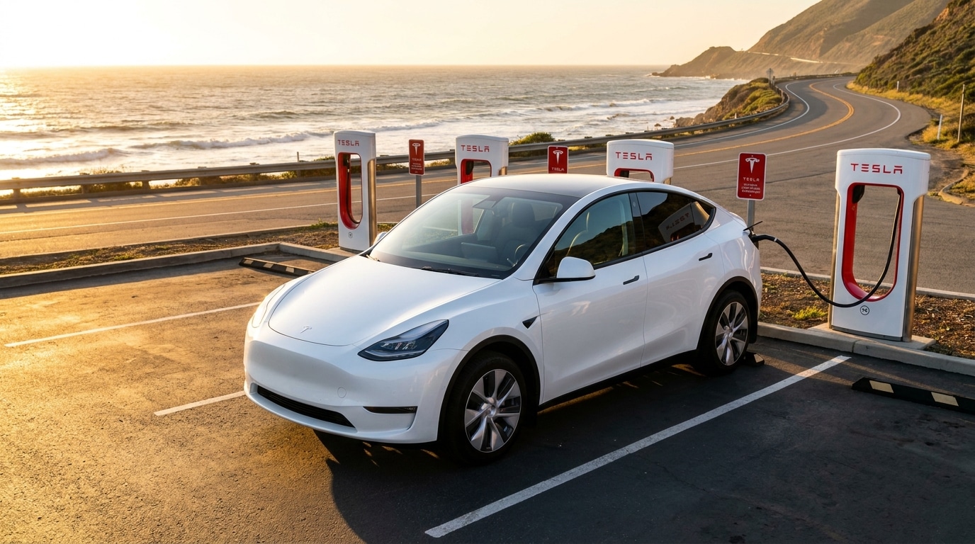 L'app Tesla affiche le plan du Superchargeur avant d'arriver