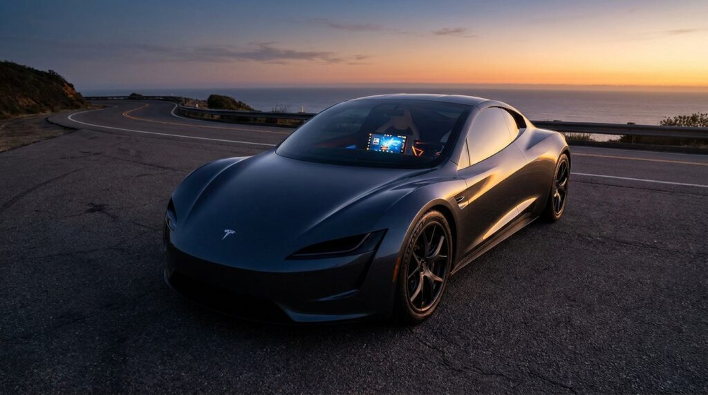 Tesla Roadster : que voit-on sur l'écran avant de booster ?